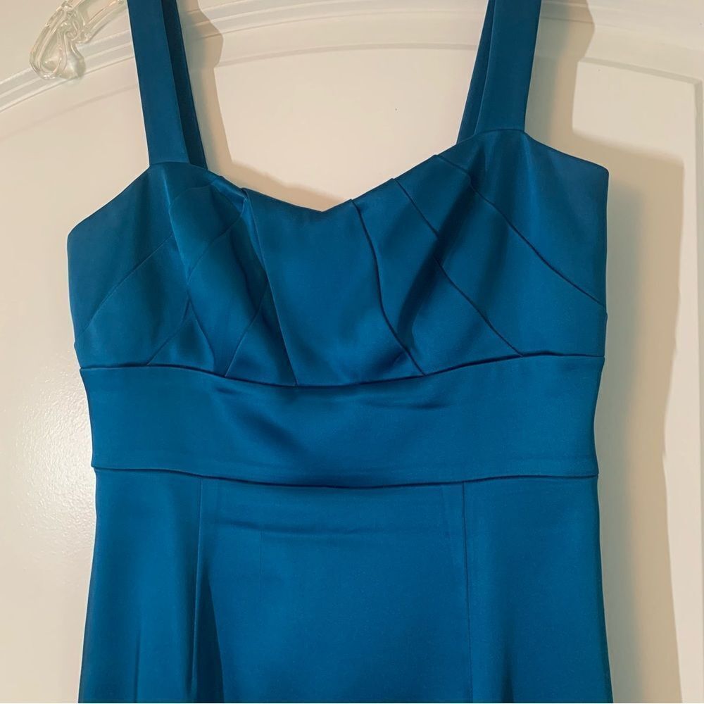Womens Blue Satin Cocktail Midi Dress - Picture 2 of 6